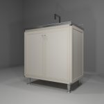 Sottolavello in allumino-hpl da esterno/interno 80x50x90 cm 2 ante vasca DX