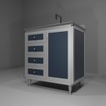 Sottolavello in allumino-hpl da esterno/interno 80x50x90 cm 4 cassetti 1 anta vasca DX