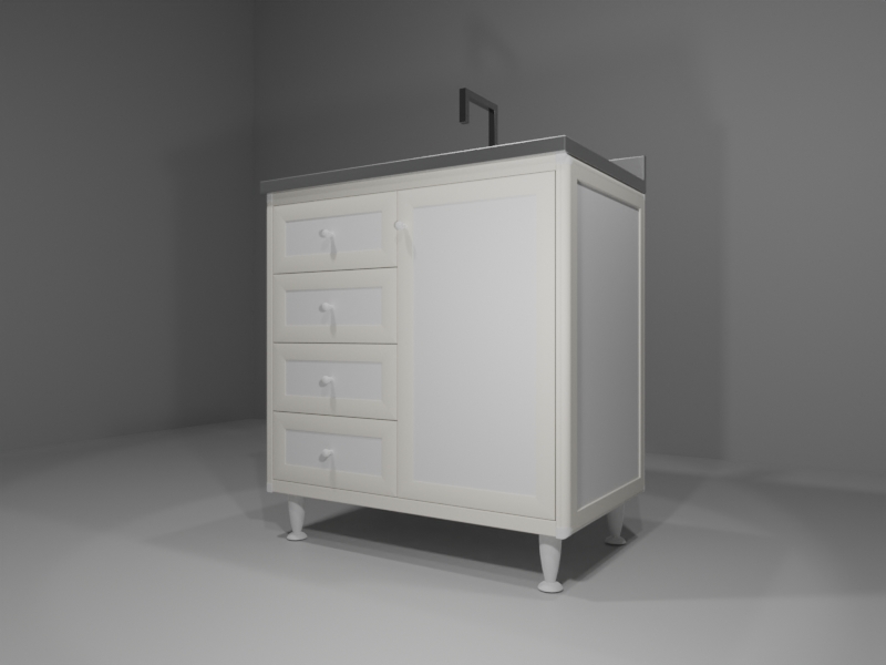 C102_B_01_ANG Sottolavello in allumino-hpl da esterno/interno 80x50x90 cm 4 cassetti 1 anta vasca DX - immagine 1