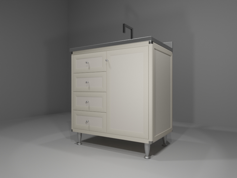C102_P_02_ANG Sottolavello in allumino-hpl da esterno/interno 80x50x90 cm 4 cassetti 1 anta vasca DX - immagine 1