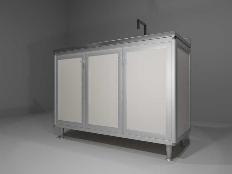 C115_AR_01_ANG Sottolavello in allumino-hpl da esterno/interno 120x50x90 cm 3 ante vasche DX - immagine 1