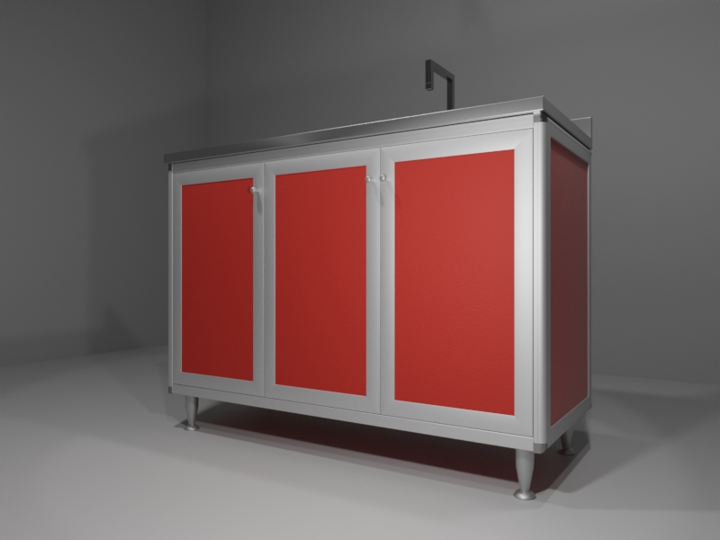C115_AR_09_ANG Sottolavello in allumino-hpl da esterno/interno 120x50x90 cm 3 ante vasche DX - immagine 1