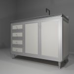Sottolavello in allumino-hpl da esterno/interno 120x50x90 cm 4 cassetti 2 ante vasche DX