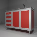Sottolavello in allumino-hpl da esterno/interno 120x50x90 cm 4 cassetti 2 ante vasche DX
