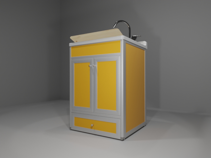 L108_AR_10_ANG Lavatoio in allumino-hpl da esterno/interno 60x60x90 cm 1 cassetto + 2 ante - immagine 1