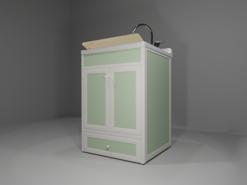 L108_B_05_ANG Lavatoio in allumino-hpl da esterno/interno 60x60x90 cm 1 cassetto + 2 ante - immagine 1