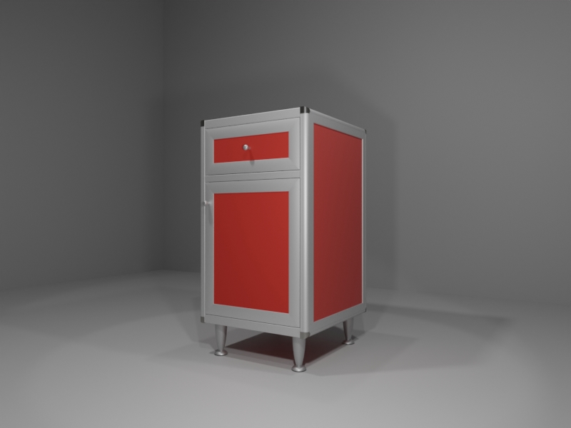 M302SX_AR_09_ANG Base multiuso in allumino-hpl da esterno/interno 45x50x90 cm 1 cassetto + 1 anta pomello SX - immagine 1