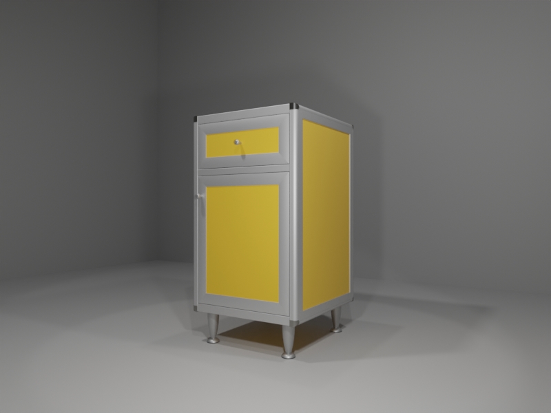 M302SX_AR_10_ANG Base multiuso in allumino-hpl da esterno/interno 45x50x90 cm 1 cassetto + 1 anta pomello SX - immagine 1