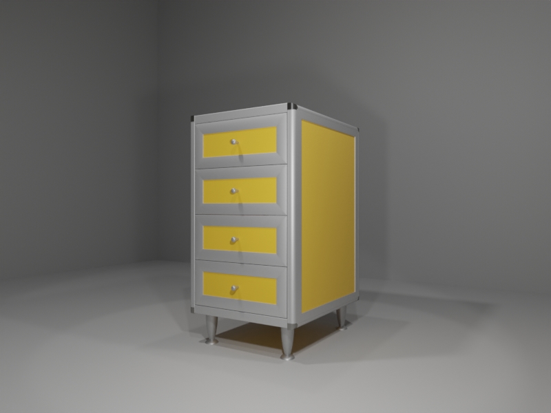 M303_60_AR_10_ANG Base multiuso in allumino-hpl da esterno/interno 45x60x90 cm 4 cassetti - immagine 1